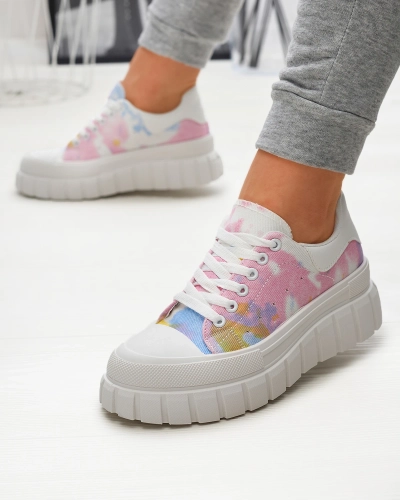 Ružovo-biele dámske tenisky s potlačou Lonoll- Footwear