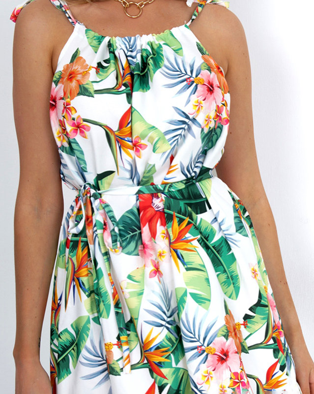 Dámske letné šaty biele vzorované - Oblečenie