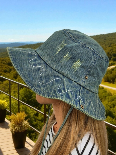 Ženski klobuk Perseida – denim klobuk za na plažo iz poliestra