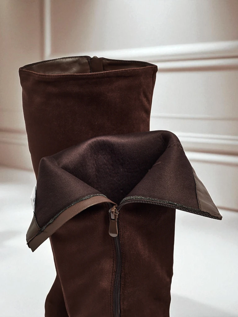 Ženski eko semiš škornji s stebričasto peto GaleNest