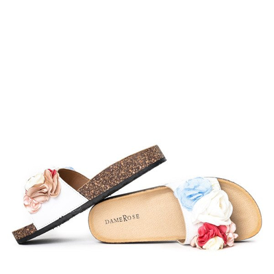 Bílé žabky s ozdobnými květy Carletta - Obuv 1