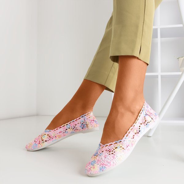 Ružové kvetované dámske baleríny Florensita - Obuv