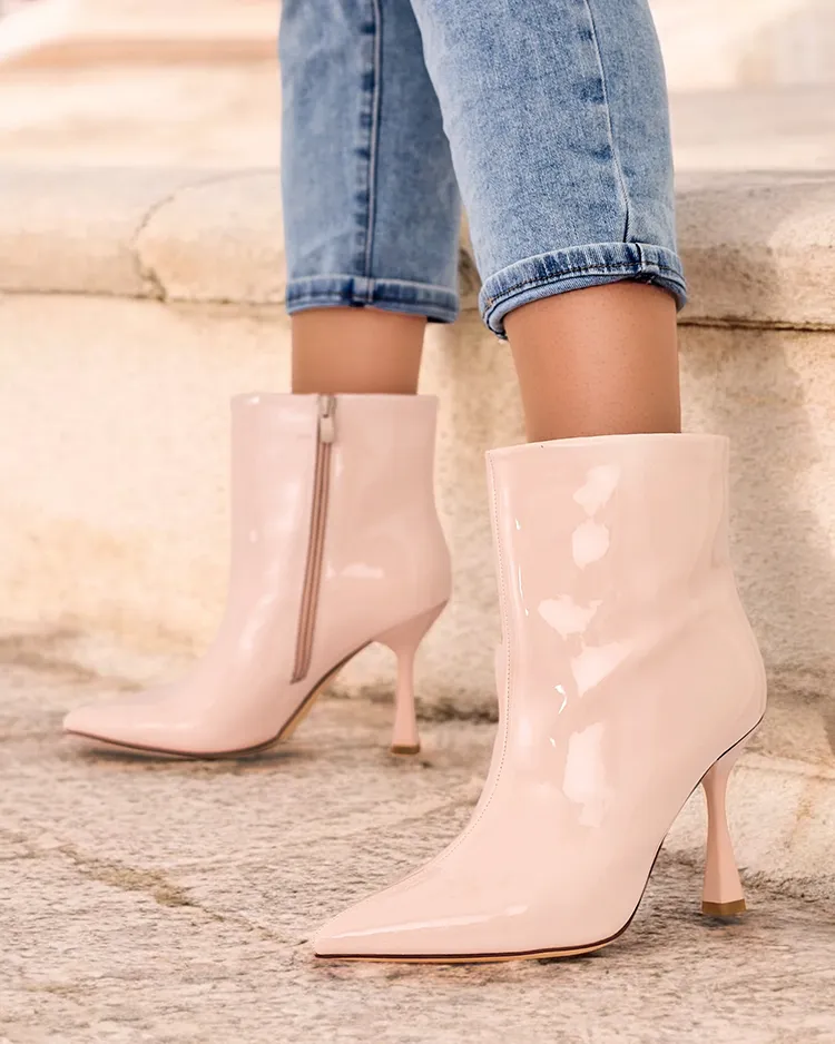 Royalfashion Loori lakované dámske čižmy na podpätku