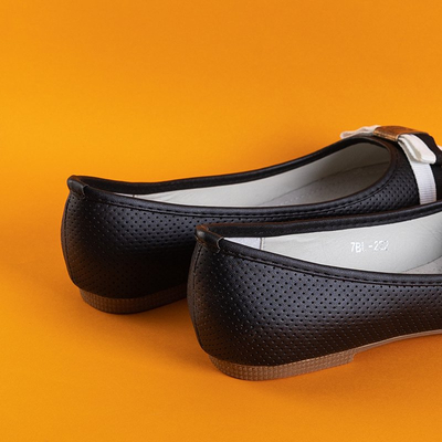 Čierne dámske prelamované baleríny s mašličkou Alemonia - Topánky