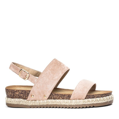 Różowe sandały na niskiej platformie Movisa - Obuwie