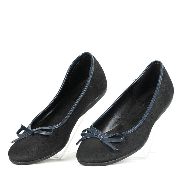 Čierne balerínky s mašličkou Tulipano - Obuv
