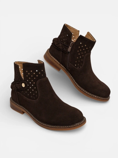 Ažurowe botki damskie ze skóry naturalnej Unimi