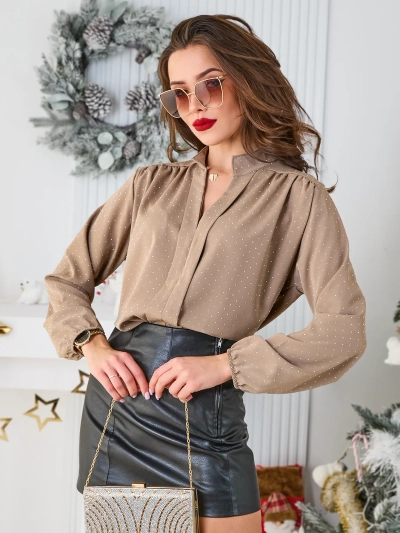 Royalfashion Dámska košeľa s kamienkami