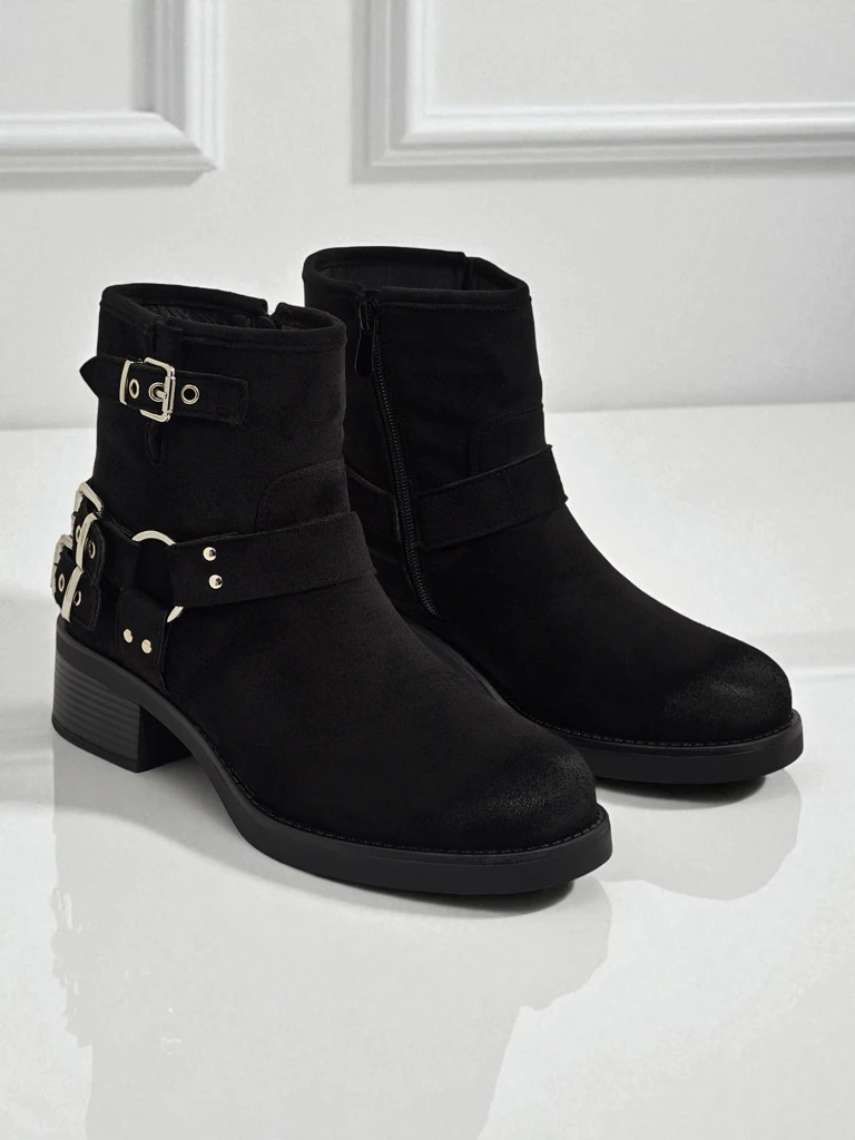 Ženski gležnarji iz eko semiša s sponkami Valtos