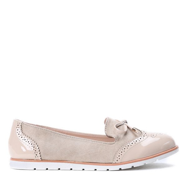 Beżowe mokasyny z kokardką Julia - Obuwie