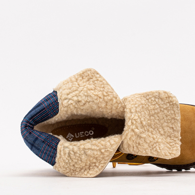 Horčicové dámske čižmy na stĺpiku Royaltan - Obuv