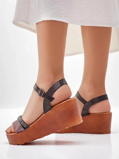 Royalfashion dámske wedge sandále s kamienkami a trblietaním Aurora Glow