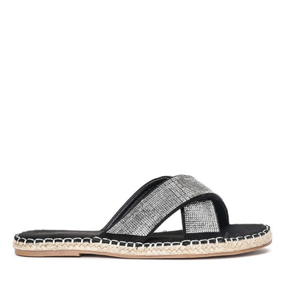 Pantofle se zirkony v černé barvě Vostine - Obuv 1