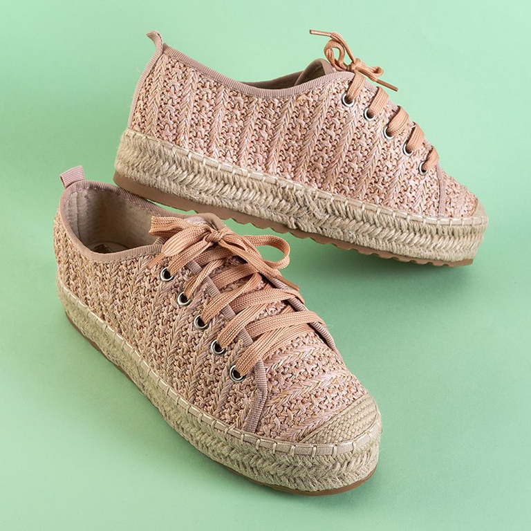 Dámske ružové espadrilky na nízkej kjótskej platforme - topánky