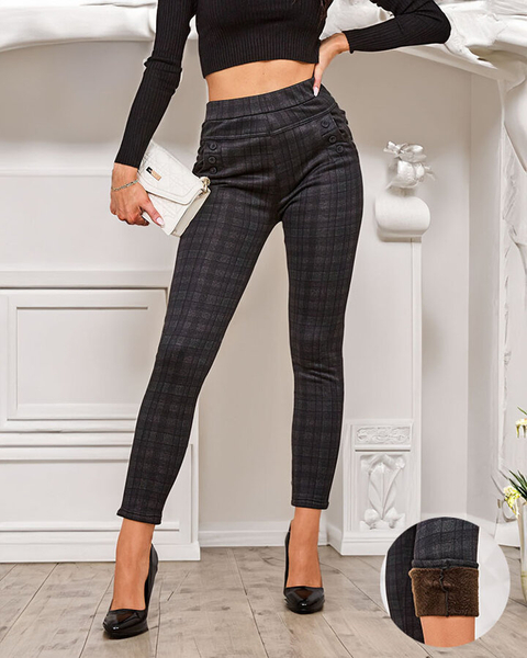 Royalfashion Dámske zateplené kockované tegingové nohavice