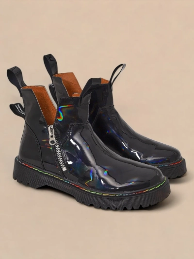 Ženski Gležnarji Diana Črni Usnjeni Elegantni za Jesen