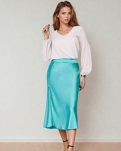 Royalfashion Dámska midi sukňa a'la satén