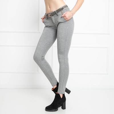 Svetlosivé treggings na zips- Oblečenie