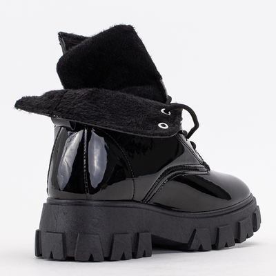 Čierne lakované dámske pracovné oblečenie s nápisom Doenam - Obuv