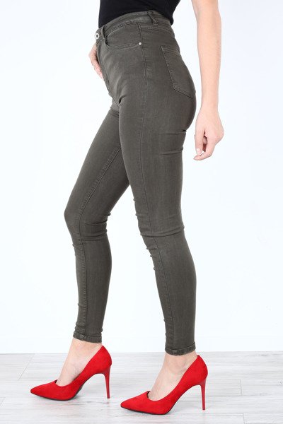 Zielone spodnie z wysokim stanem- Spodnie 