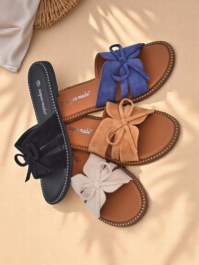 Royalfashion Dámske šľapky na plochej podrážke s mašľou Gerber