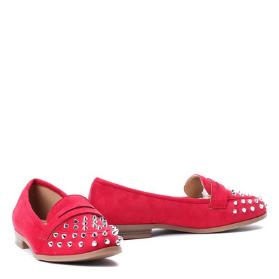 Czerwone mokasyny z ćwiekami Brads- Obuwie