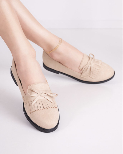 OUTLET Dámske eko semišové béžové mokasíny Waqo - Topánky