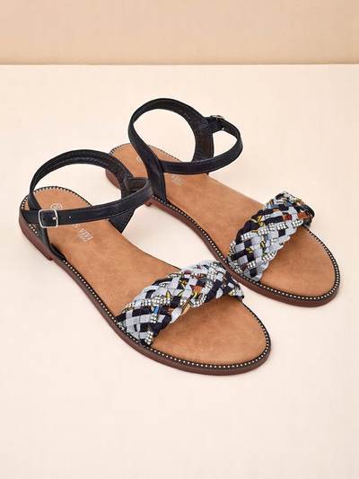 Royalfashion Ženski sandali z ravnim podplatom ColorStrap