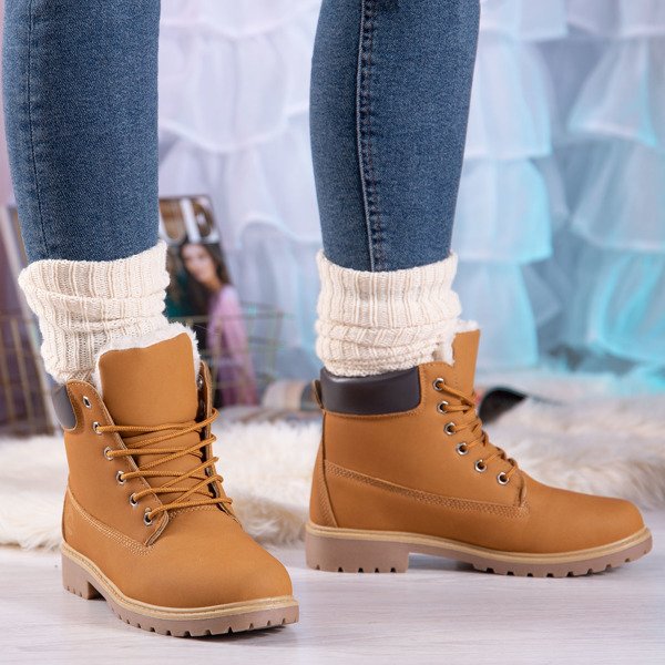 Hnedé turistické topánky s izoláciou Polar Bear - Obuv