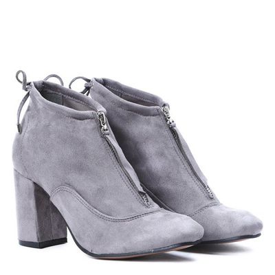 Szare botki na słupku Gloria - Obuwie