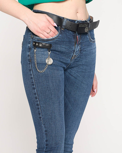 Námornícke modré džínsy s rovnými nohavicami pre ženy - Oblečenie