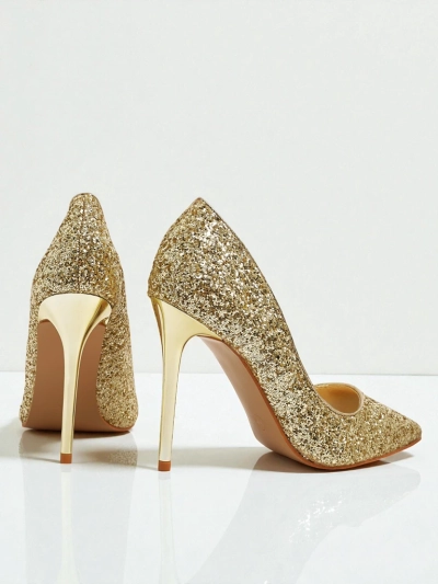 Ženski salonarji eko usnje z brokatom Zavrimea