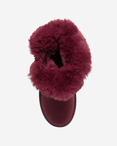 OUTLET Bordové dámske snehové čižmy s mašľou Rimms- Obuv