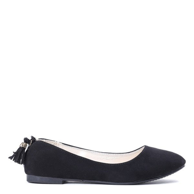 Čierne balerínky so zdobením Olanka - Obuv