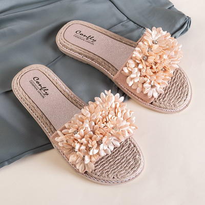 Ružové dámske papuče s kvetinami Seiov - Obuv