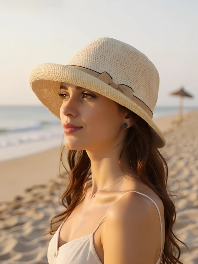 Royalfashion Dámsky klobúk zdobený mašľou Summer Grace