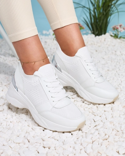 Biele dámske športové tenisky na podpätku Ezetta- Obuv