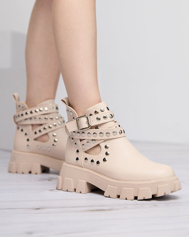Dámske béžové čižmy na hrubšej podrážke Alaros- Shoes
