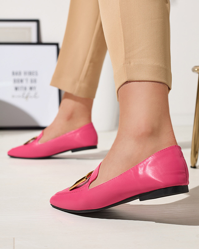 Fuchsiové dámske mokasíny s ornamentom Sefonta- Obuv