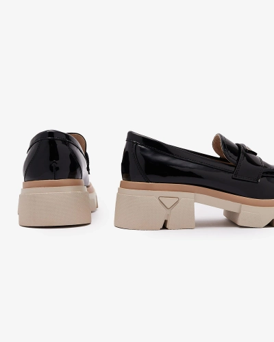 Lakované čierne dámske mokasíny so zdobením Sarix - Obuv