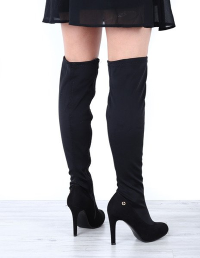 Czarne kozaki na szpilce Lydia - Obuwie