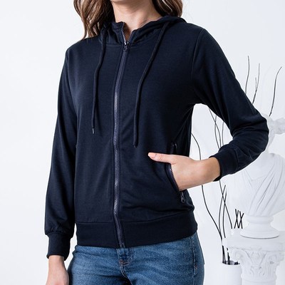Dámska tmavomodrá mikina na zips - Oblečenie