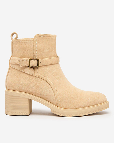 Royalfashion Béžové dámske čižmy na nízkom podpätku Masymar