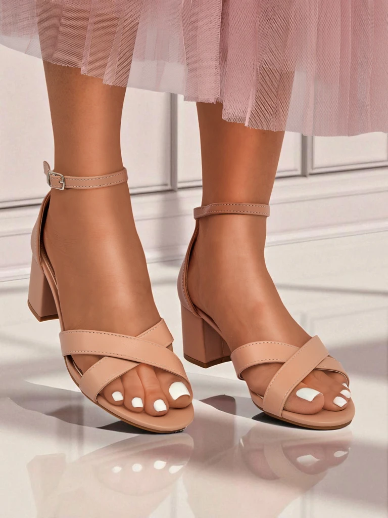 Royalfashion Dámske sandále s nízkym blokovým opätkom Eleganza Strap