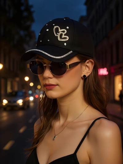 Royalfashion šiltovka s kamienkami Heart Spark