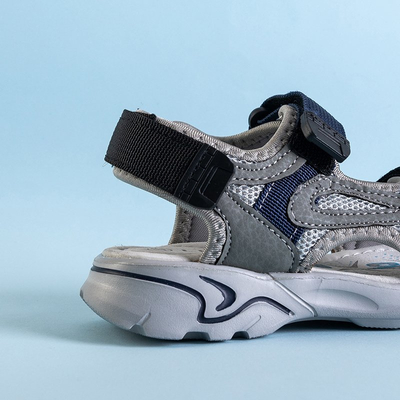 Chlapčenské šedé turbo sandále na suchý zips - topánky