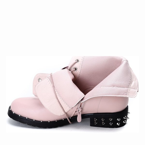 Różowe workery z ćwiekami Stephanie - Obuwie