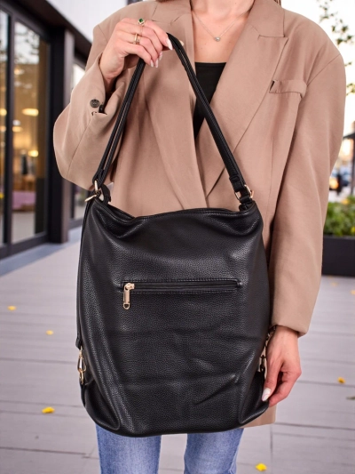 Torba-plecak Athena Nero Roma - duzy shopper skorzany A4, elegancja i funkcja