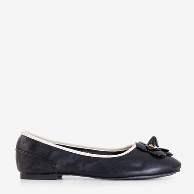 OUTLET Čierne dámske baleríny s kvetinou Fireni - Obuv