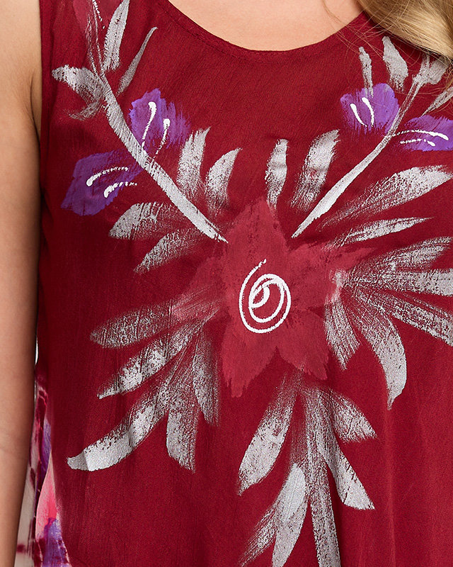 Dámska gaštanová pelerína s kvetovanými šatami - Oblečenie